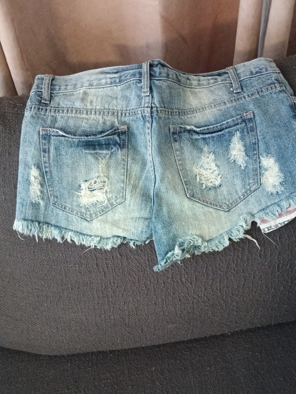Cello Distressed Light Blue Denim Jean Shorts with Frayed Hem